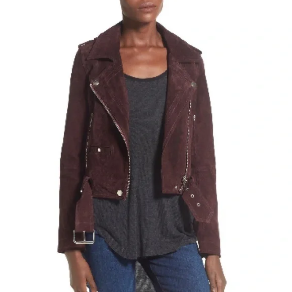 Blanknyc Morning Suede Moto Jacket - Burgundy - Size XS - Picture 3 of 3